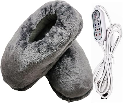 Heated Slippers for Men and Women Foot Warmer for Men Women with 3 Temperature Settings Keep Feet Warm, 3 Timers Foot Heading Pad, House Heated Shoes Feet Warmers for Women and Men
