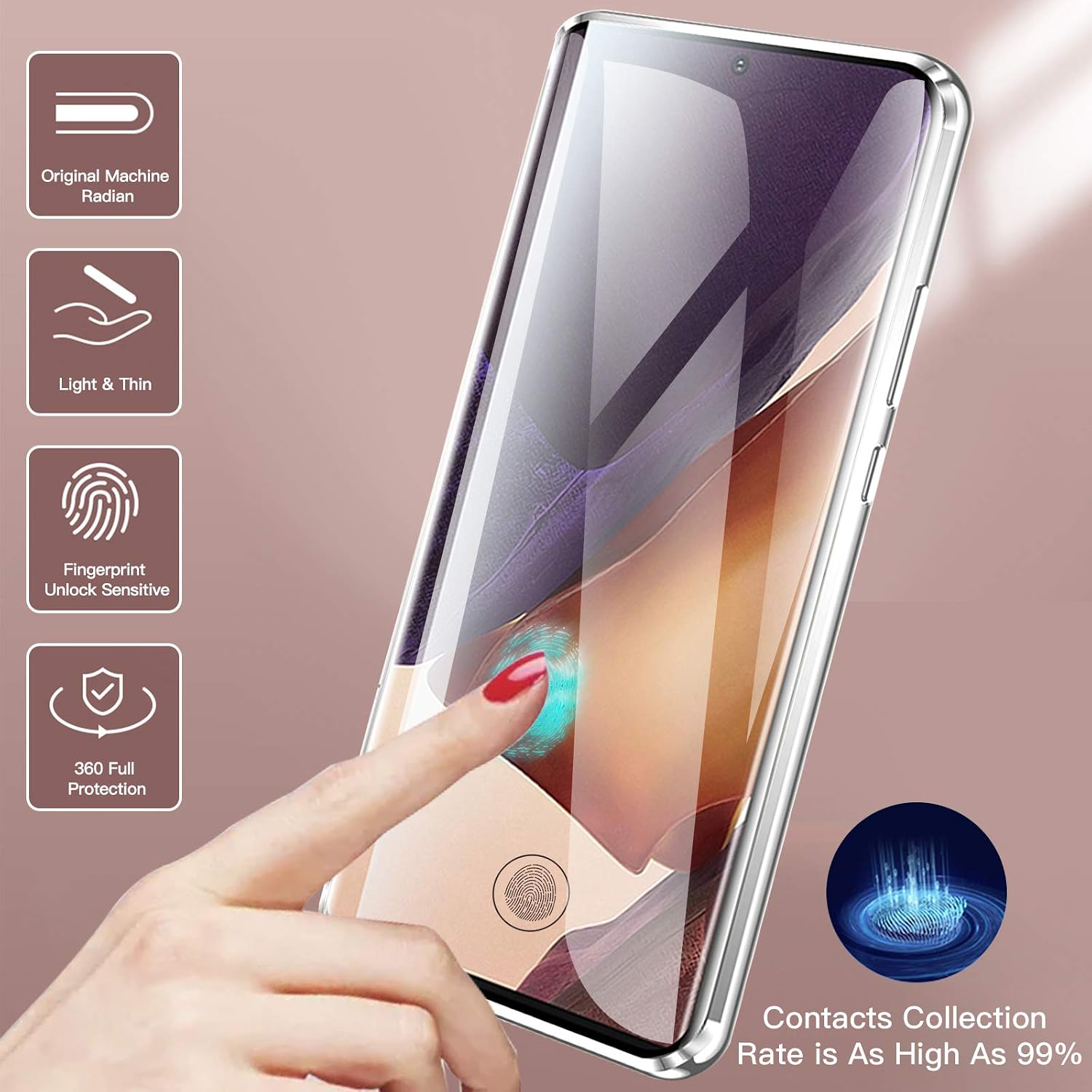 Magnetic Case for Samsung Galaxy Note 20 with Camera Cover, Double-Sided HD Tempered Glass Cover, 360° Full Body Protection Metal Frame Magnetic Phone Case for Note 20 Silver(6.7")