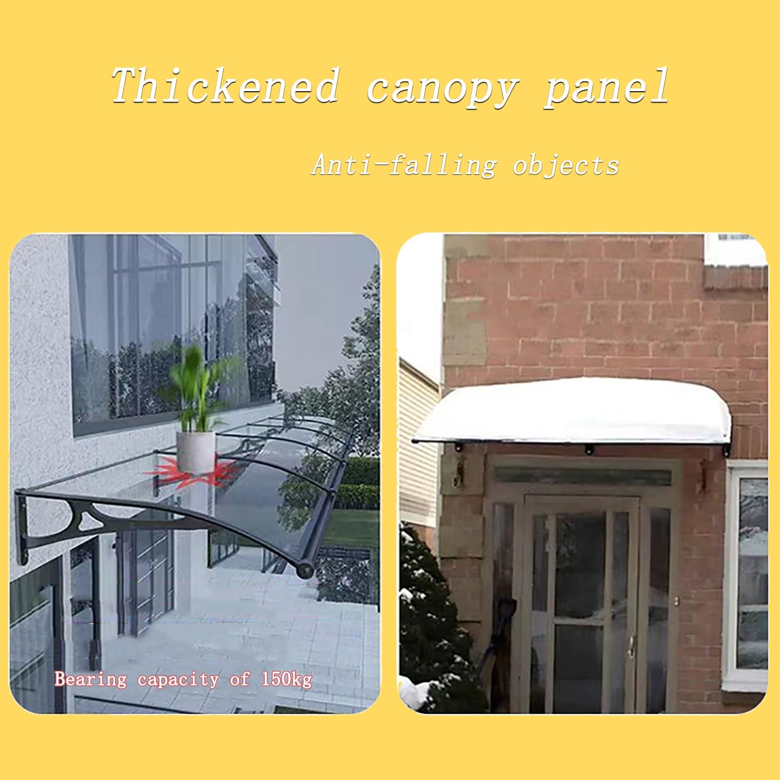 Zewnętrzna markiza drzwiowa, poliwęglan Überdachung Haustür, wspornik ze stopu aluminium, do ganku wejściowego na balkon (60x240 cm/23,6x94,4 cala)