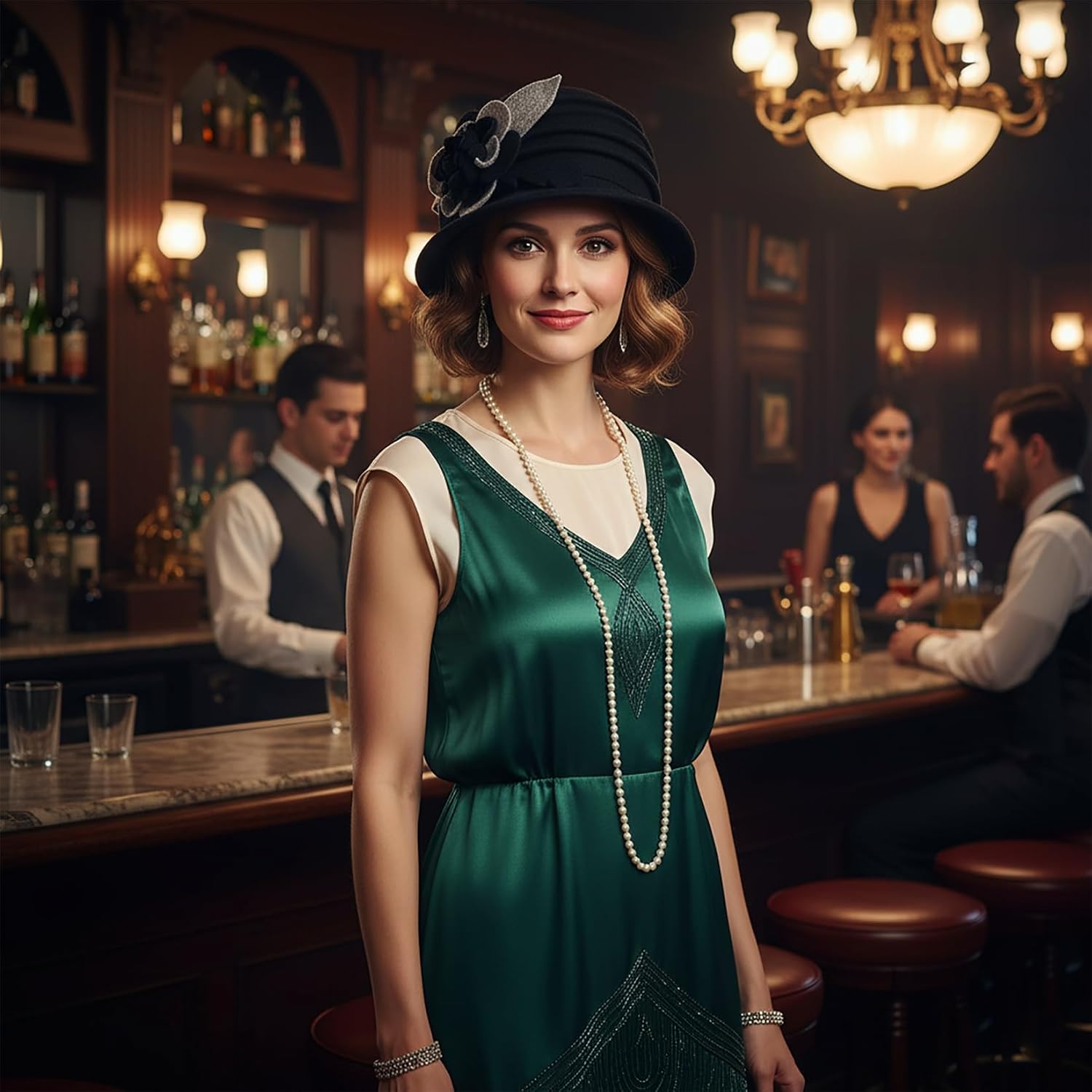 Women Cloche Bucket Hat 1920s Vintage Dress Winter Hats