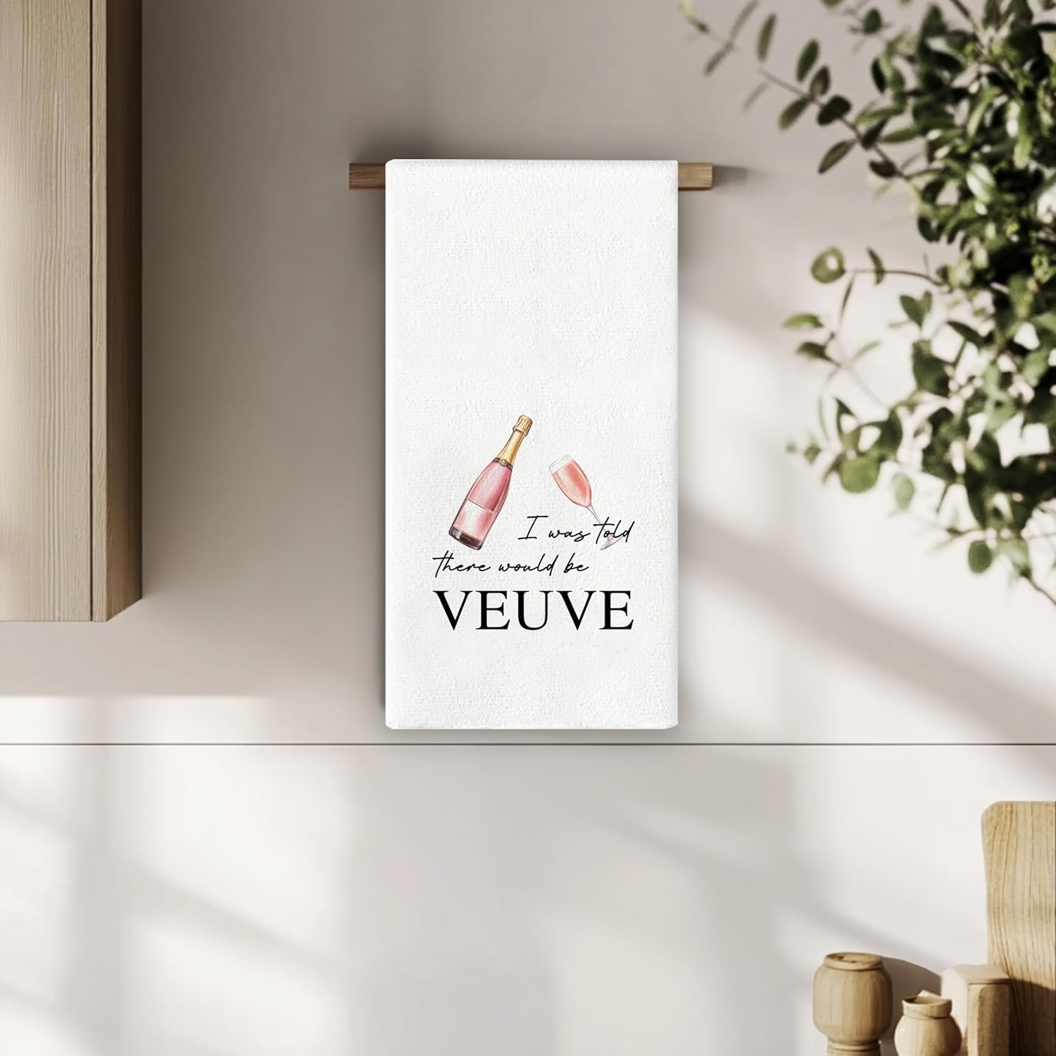 Pink Champagne Kitchen Towels - Champagne Gifts for Women, Pink Home Bar Bar Cart Decor, I was Told There Would Be Veuve Funny Dish Towels for Kitchen Decorative 16x24 - Image 2