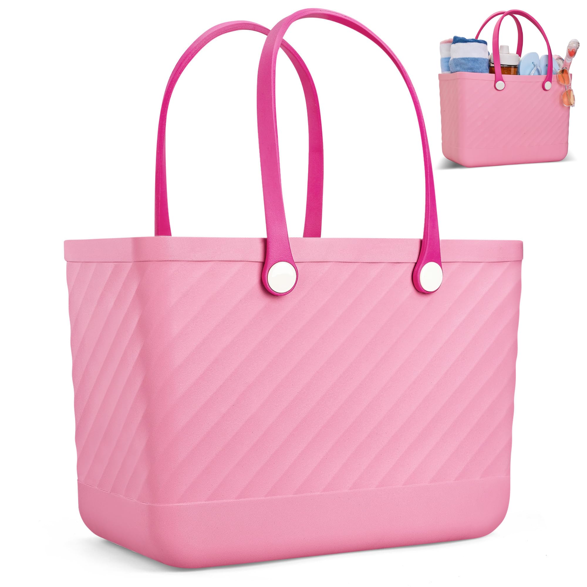 Sac fourre-tout de plage imperméable en EVA grand format lavable rose - 8