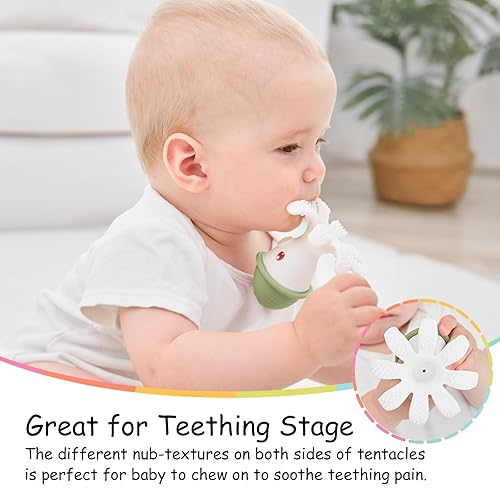 Miniatura 3 de Mombella Mordedor de pulpo para bebés de 3 meses en adelante, juguete de dentición infantil de silicona suave, masticable funcional para calmar las