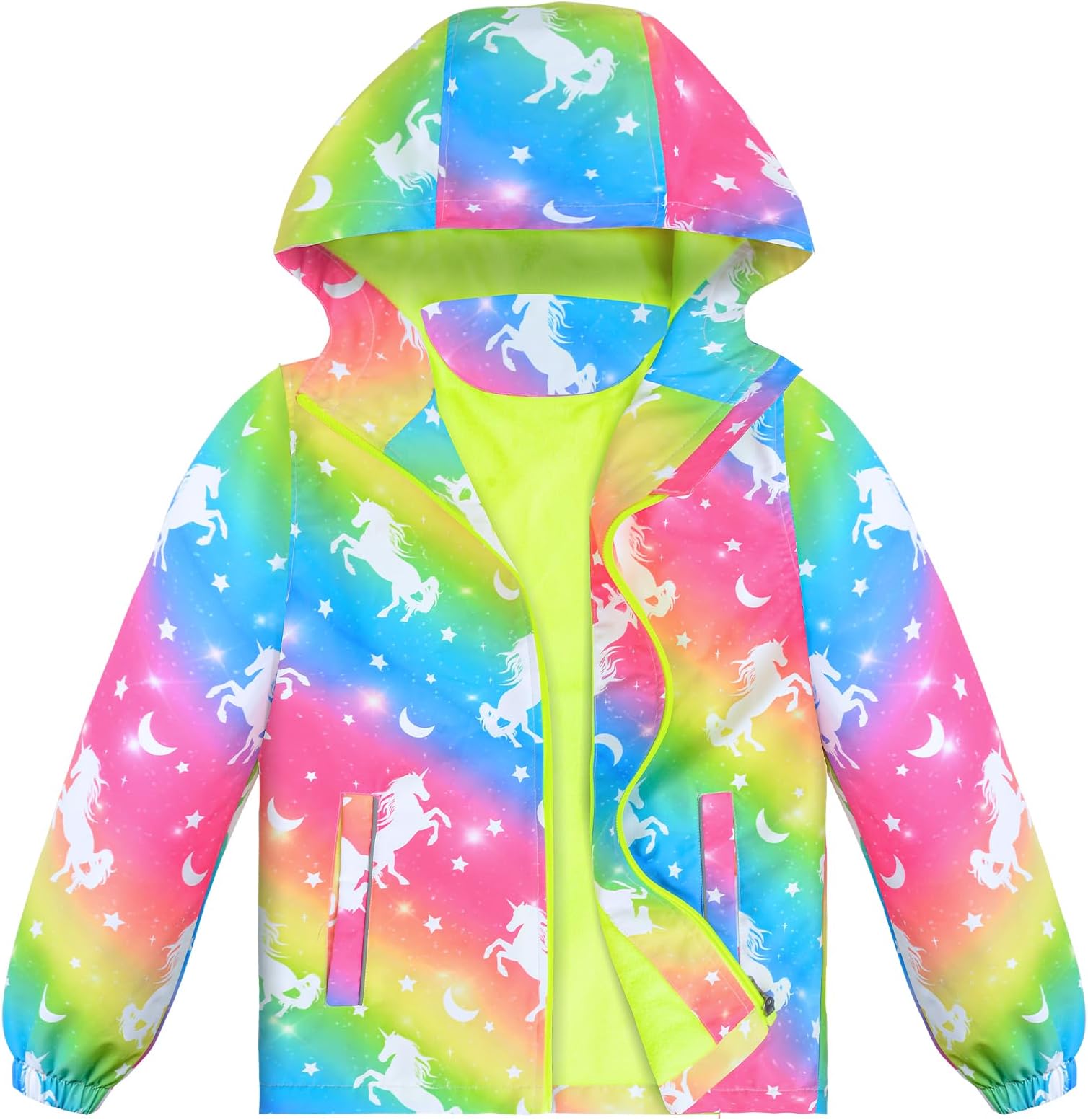 Girls Rain Jacket Waterproof Hooded Fleece Lined Lightweight Windbreaker Kids Windproof Jackets Raincoats Kids