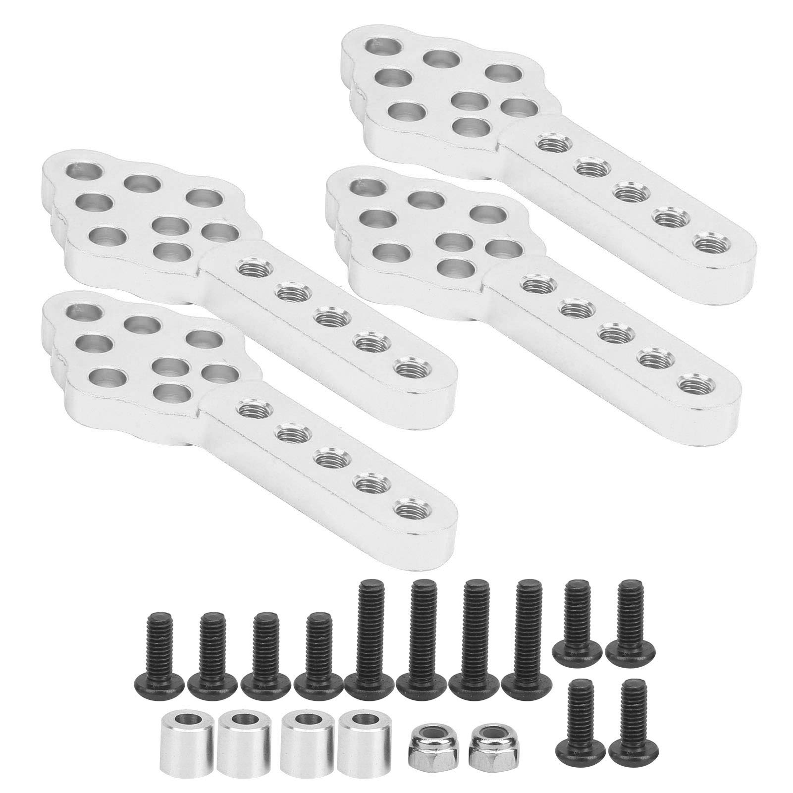 Verstellbare Aluminiumlegierschockdämpfer -Halterungsplatte für 1/10 RC -Auto Crawler, Langlebige RC Auto Stoßdämpfer Halterung für SCX10 1/10 Crawler, 4pcs Set (SILVER)