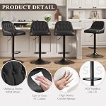 MALOL Bar Stools Set of 2, Swivel Bar Chairs, Modern Adjustable PU Leather Upholstered Barstools Counter Height with Tufted Back for Bar, Kitchen Counter Island, Dining Room, Black