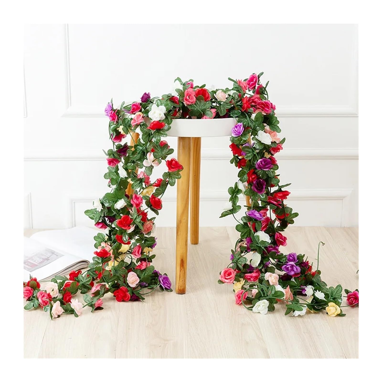 KüNstliche Rosenranke Mit BläTtern Rose Künstliche Blumengirlande for Hochzeit Home Zimmer Dekoration Frühling Herbst Garten Arch Decor DIY Gefälschte Blatt Rebe