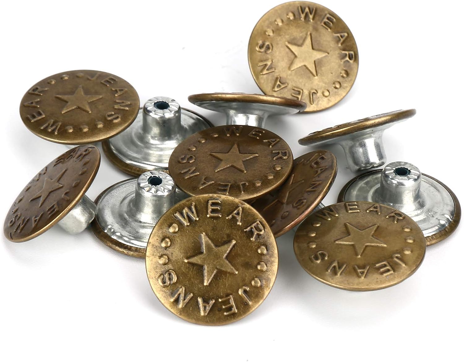 KinQuee 12PCS – 20mm Jeans Buttons, Replacement Jeans Buttons, Brass Jeans Buttons, Copper Tack Buttons, Fixing Jean Buttons