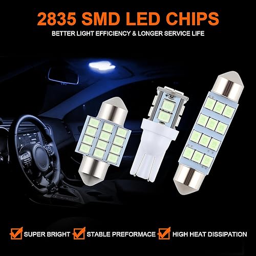Miniatura 5 de Juego de 24 bombillas LED para interior de automóvil, 194 T10 DE3175 578, 1.220 in, 1.654 in, luces de repuesto interiores para mapa, placa de