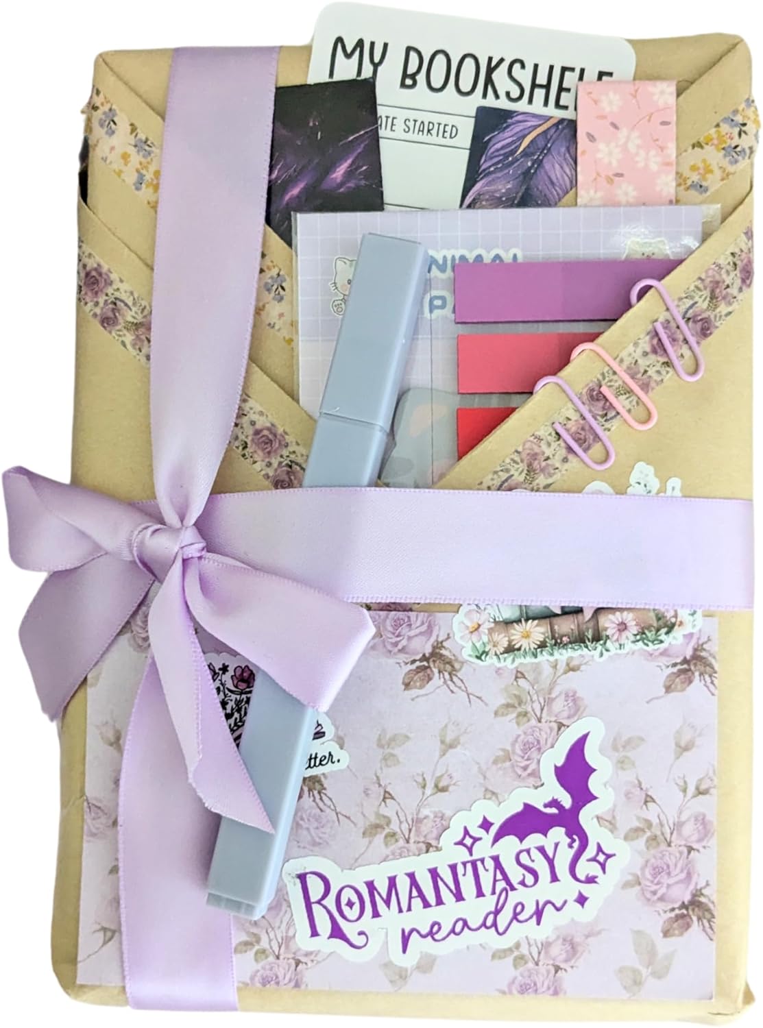 Romantasy Fiction Reader Surprise Mystery Blind Date with A Book Box Bundle, Gift for Book Lovers with Annotation Supplies and Bookmarks