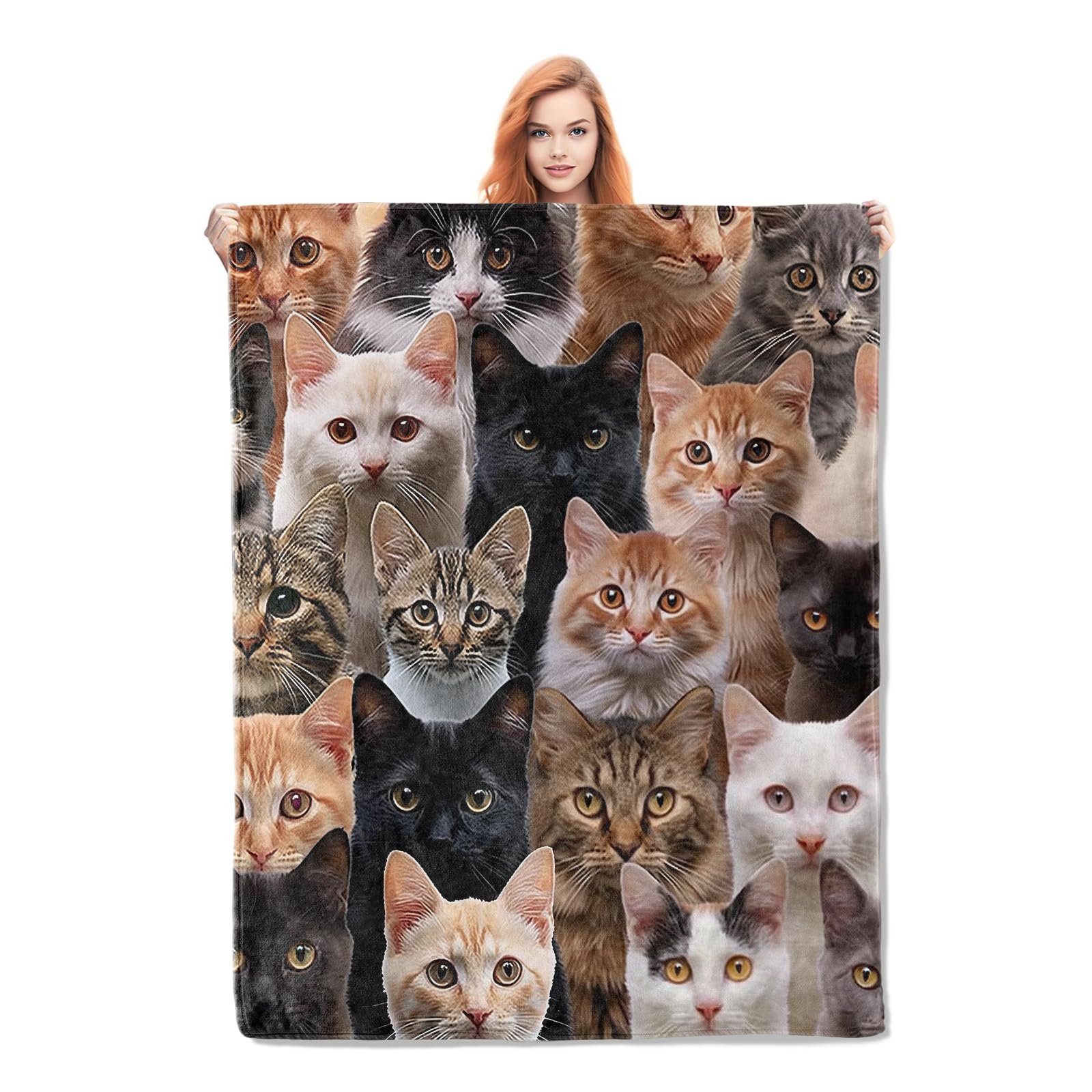 Couverture chat pour salon et voyage, le plaid chaud pour femme