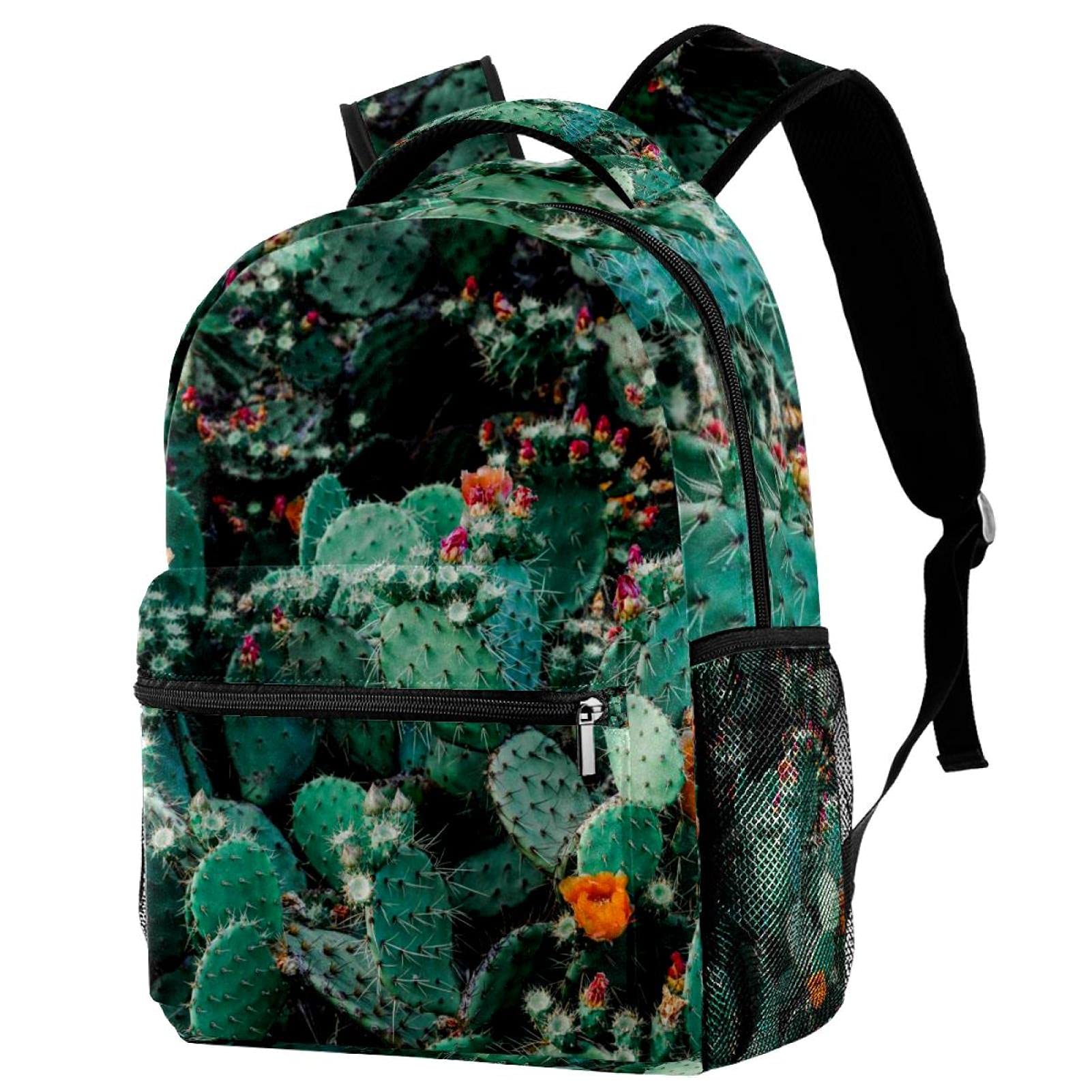 Sac à dos motif cactus avec porte-bouteille pour l'école