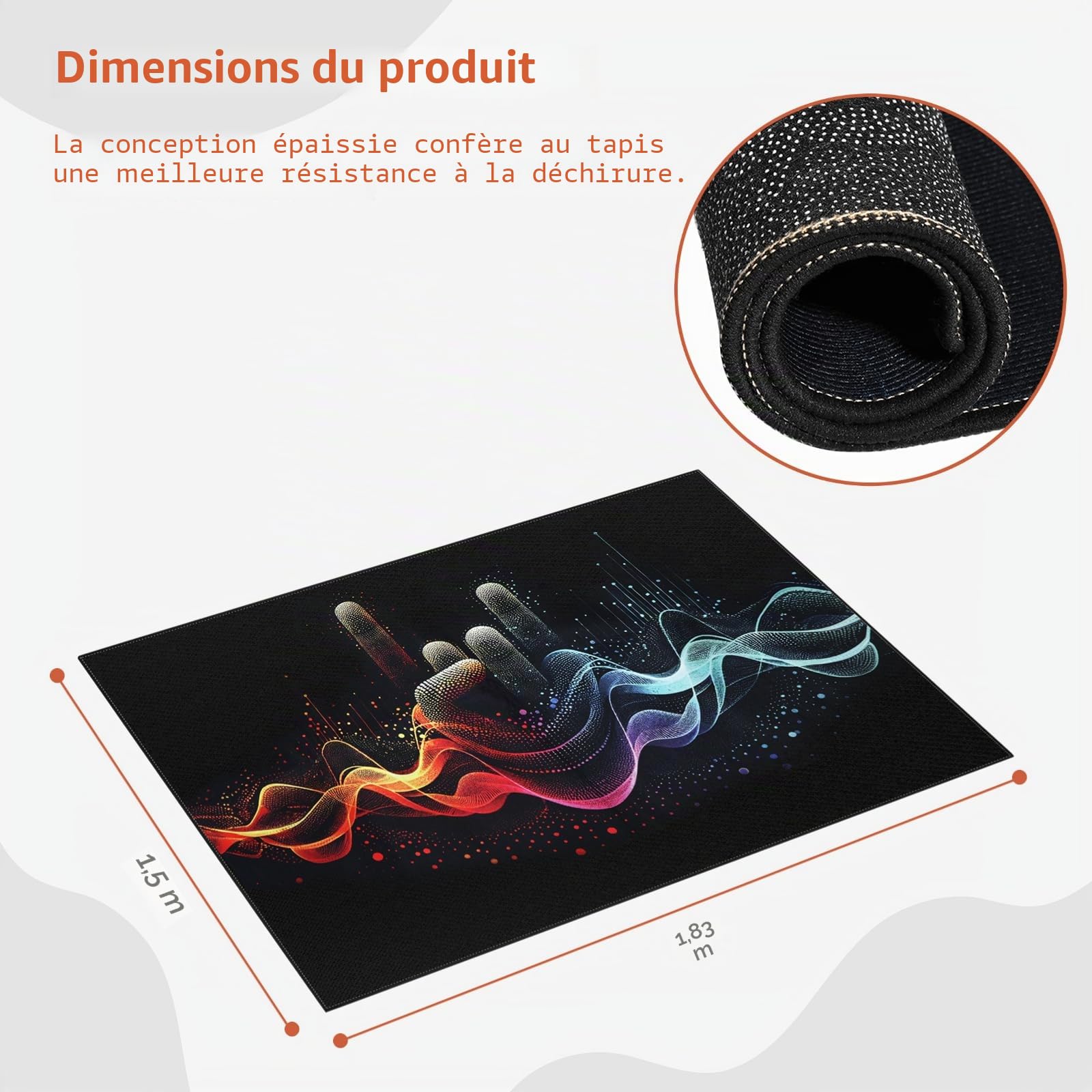 Tapis de batterie 1,5 x 1,5 m avec dos antidérapant, tapis de réduction du bruit, tapis d'insonorisation, accessoires professionnels pour batterie de jazz et