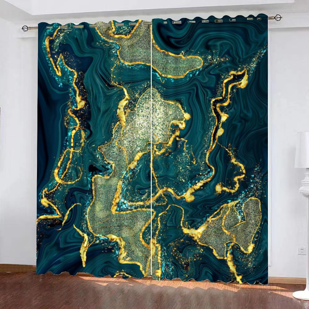 3D Marmor Vorhänge Abdunkelnde Abstrakt Marmor Kindervorhänge Vorhang mit ösen 2er Set Gardinen Blickdicht Verdunkelungs für Kinderzimmer Schlafzimmer Wohnzimmer B 150 X H 166 cm