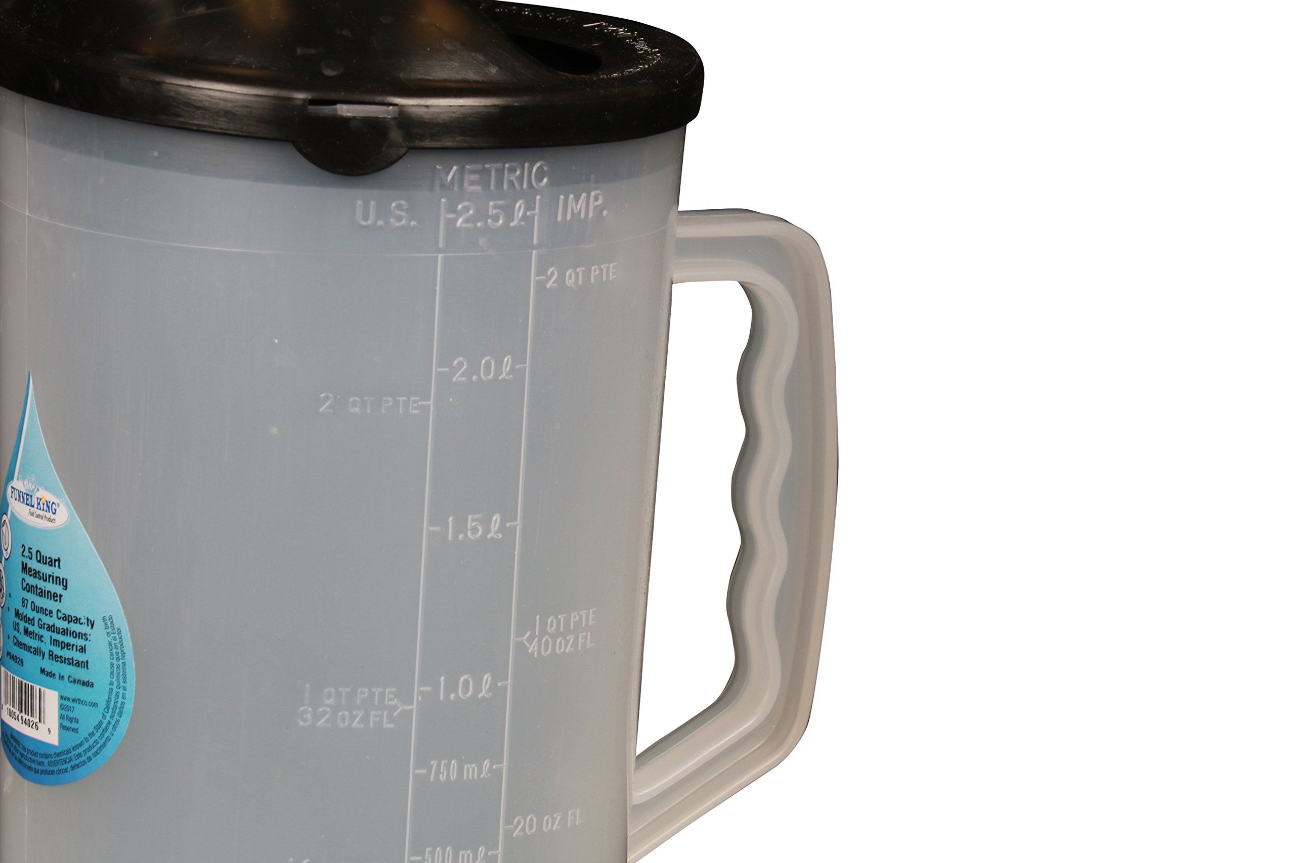 WirthCo 94026 Trichter King Messbehälter mit schwarzem Ausguss, 2,5 l Fassungsvermögen