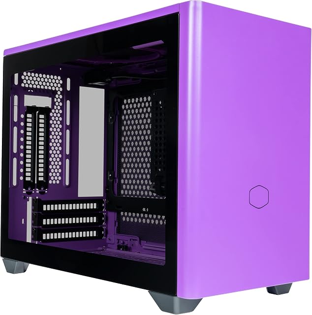 Cooler Master MasterBox NR200P Mini ITX Computer Case - Tempered Glass Side Panel, Superior Cooling Options, Vertical GPU display, Tool - Free 360 Degree Accessibility - Nightshade Purple