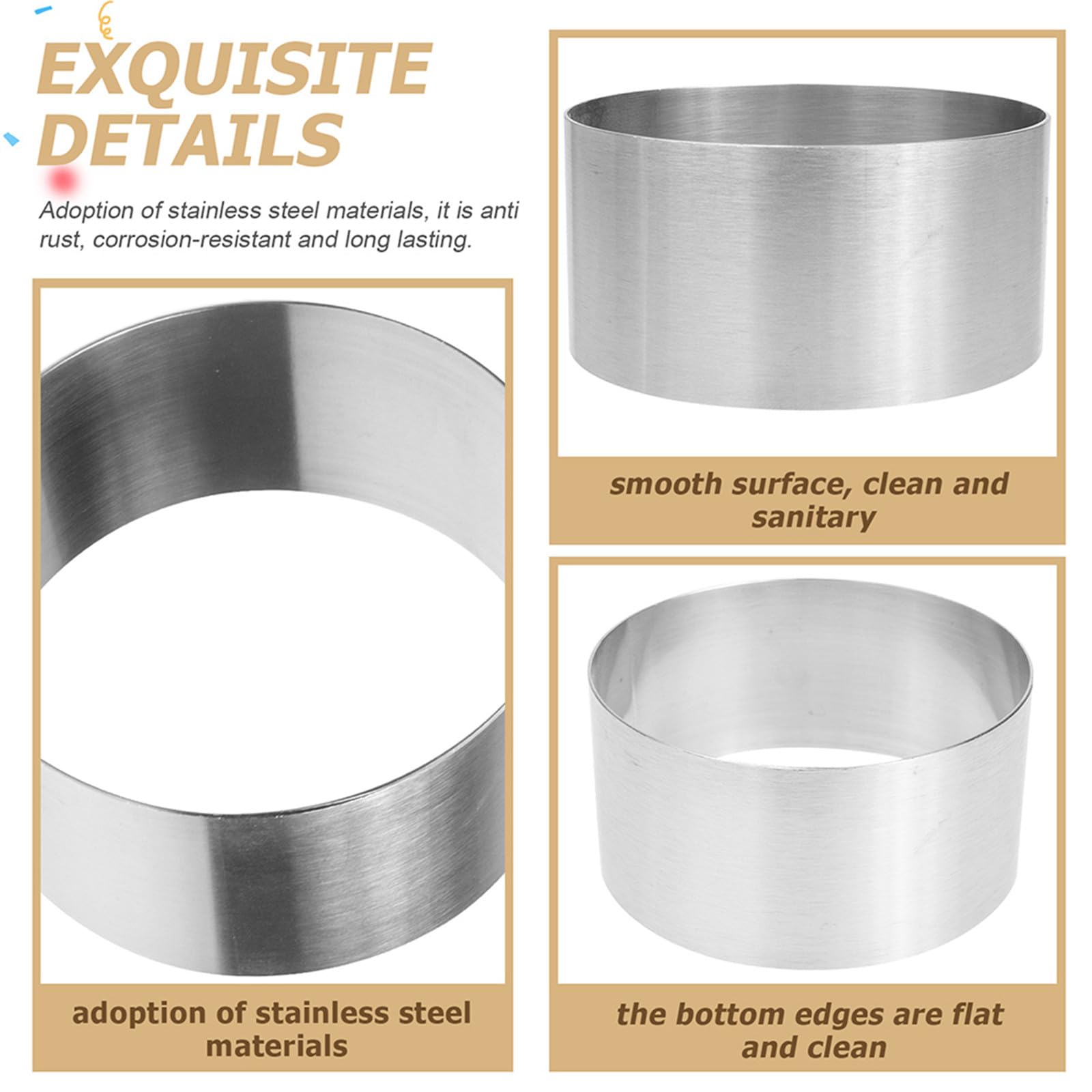 Tofficu 12-teiliges Edelstahlring für Kuchendekoration, Edelstahl-Mousse-Ring, Kuchen-Backdekor-Set