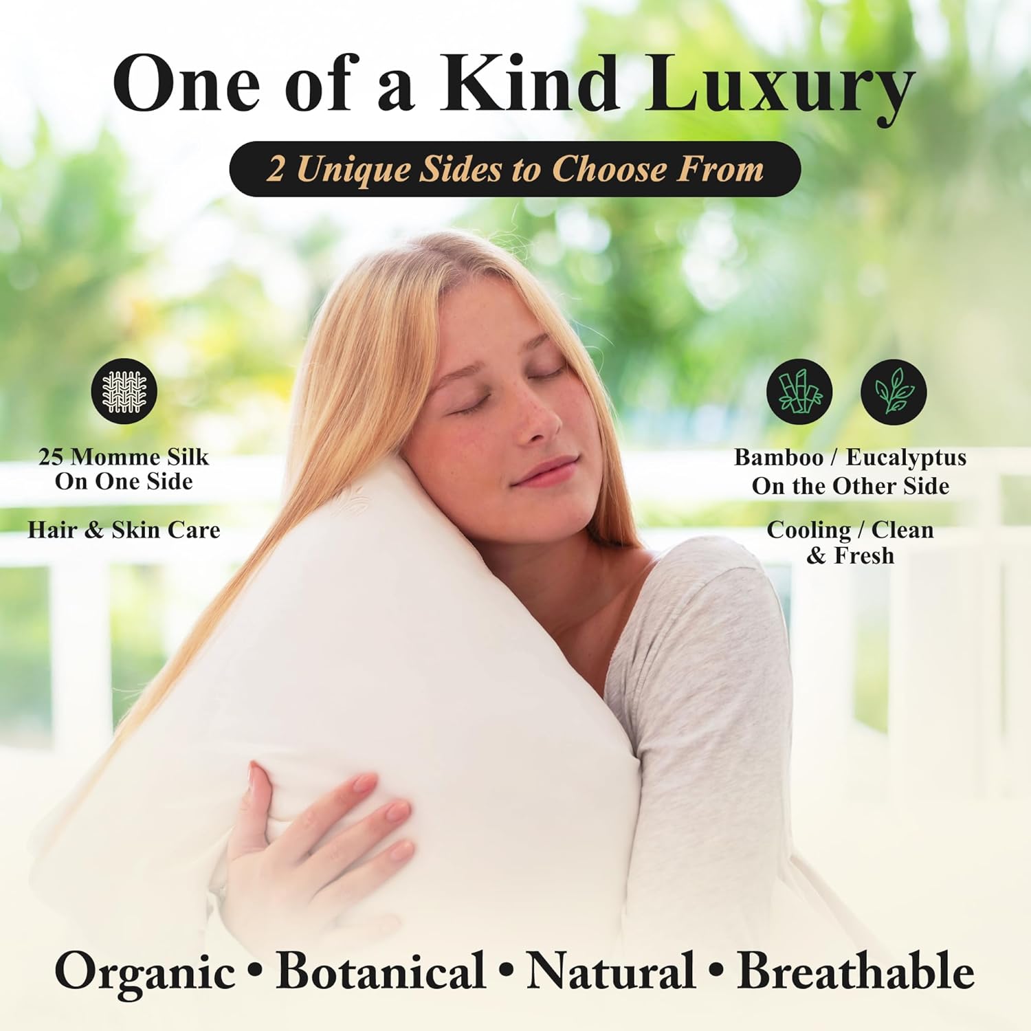 Trinity 3-in-1 100% Mulberry Silk Pillowcase, Luxury 25 Momme Pillow Cover, Sustainable, Cooling Comfort for Hair & Skin - Flip for Your Sleep Option (20"x26", Natural White, 1 pc)