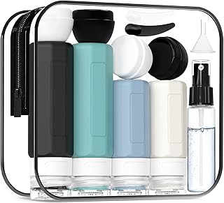 17 Pack Travel Bottles - TSA Approved Travel Size Toiletries, Leak Proof Containers for Toiletries, Silicone Squeezable Container for Shampoo, Body Wash, Lotion & Conditioner - Blue