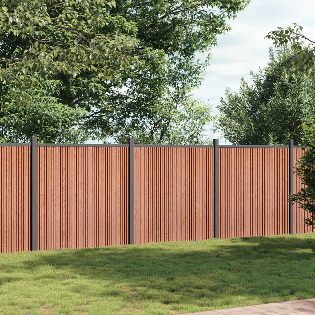 Festnight WPC Sichtschutzzaun 526x186 cm WPC Zaun Sichtschutz Zaun Lamellenzaun Zaunelemente für Draußen Gartenzaun Braun