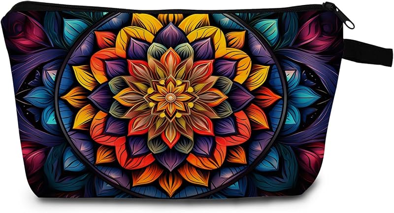 Necessaire de Maquiagem MoCaliduccious com Estampa Mandala Flower 04 e Zíper