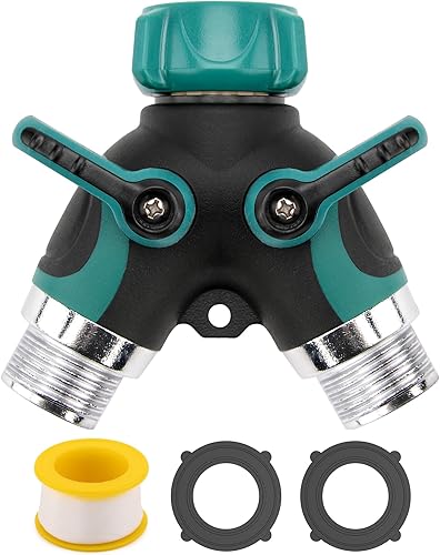 Divisor de manguera de jardín bidireccional, divisor de manguera de válvula de cierre en Y resistente, divisor de grifo de agua para mangueras de
