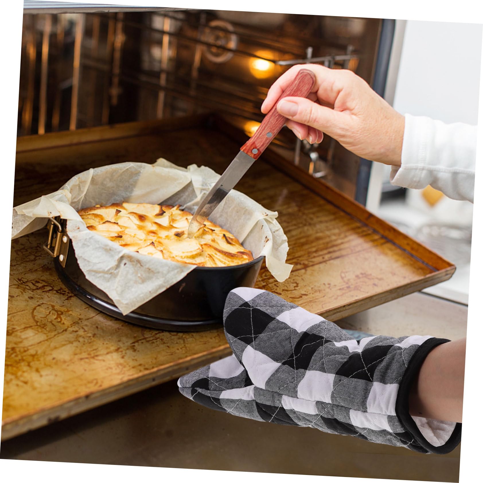 Ciieeo 1Set Kitchen Oven Mitts Dishcloth Heat Resistant Gloves Insulation Pads Towels for Cooking Grilling Dish Washing Design