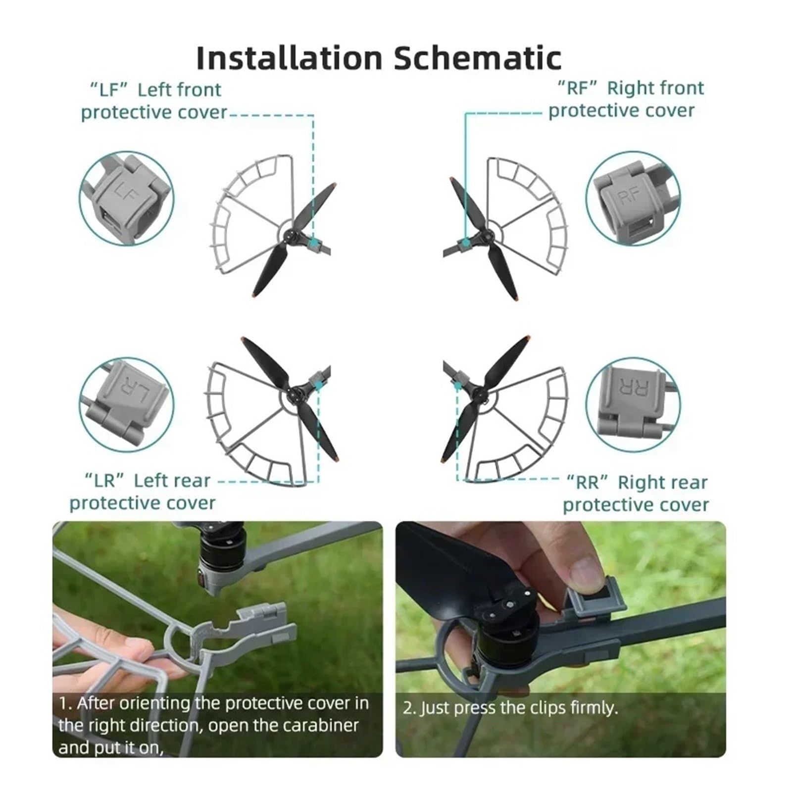 Protector de hélice, Compatible con DJI, Air 3/3S Blade Props, Protector de ventilador de ala, jaula de cubierta semicerrada(Landing gear set)