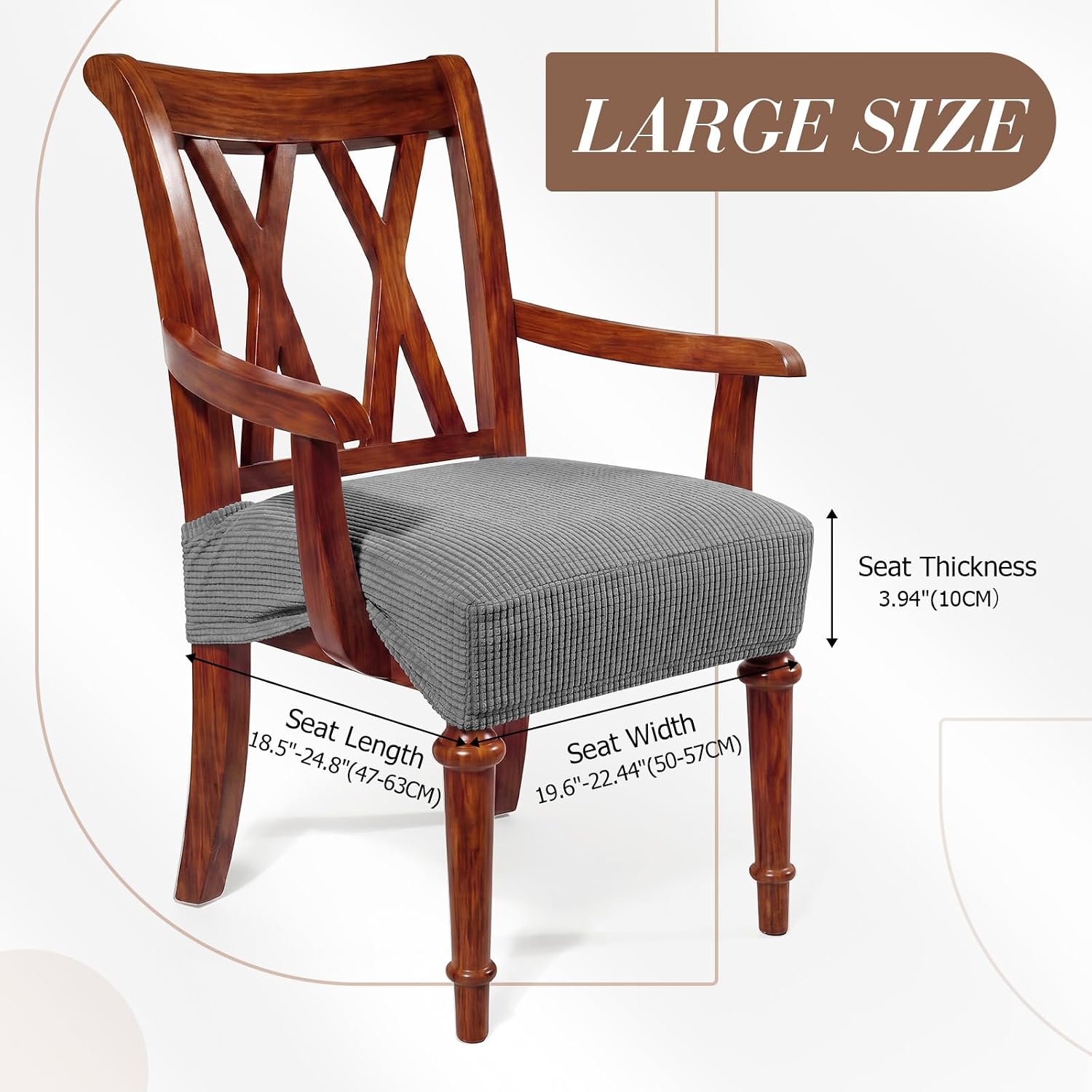 Havawish 1 Pcs Dining Room Chair Seat Cover Armrest Slipcover, Light Gray