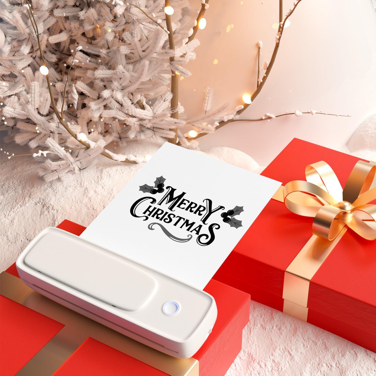 Stampante per carta portatile A4 Stampa termica Wireless BT Connect Compatibile con IOS e Android Stampante fotografica mobileSupporta vari formati carta 56 mm/77 mm/107 mm/210 (Bianca)
