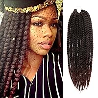 Vista 31 de AU-THEN-TIC Jumbo Senegalese Twist Crochet Hair, 12 pulgadas, paquete de 6, extensiones sintéticas para estilos Habana y Mambo Twist, (azul)
