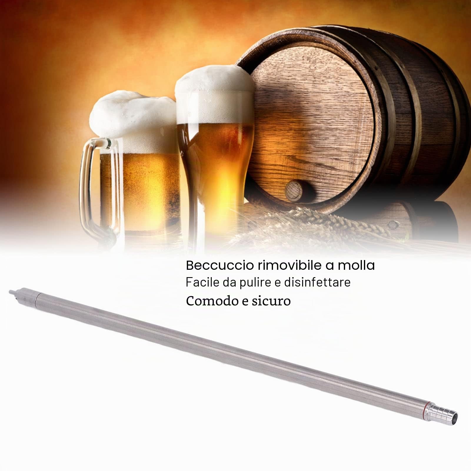 Birra Vino Bottiglia Riempitrice,35,2cm/13,86in Riempitrice per Bottiglie di Birra in Acciaio Inossidabile con Fascetta per Tubo a S,Homebrew Vino Birra Imbottigliamento