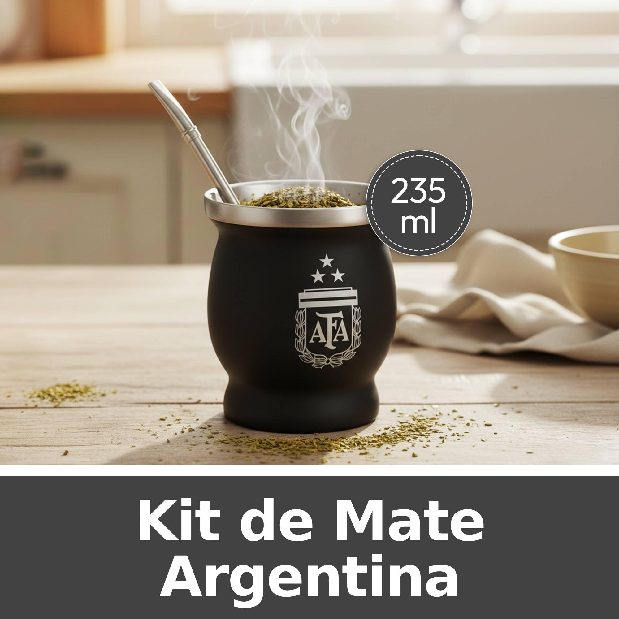 Aurum® Mate Argentino, Yerba Mate, Vajillas Completas Modernas, Te Matcha Kit, Bombilla, Yerba Argentina, Taza Calabaza, Termo Mate (D10S)