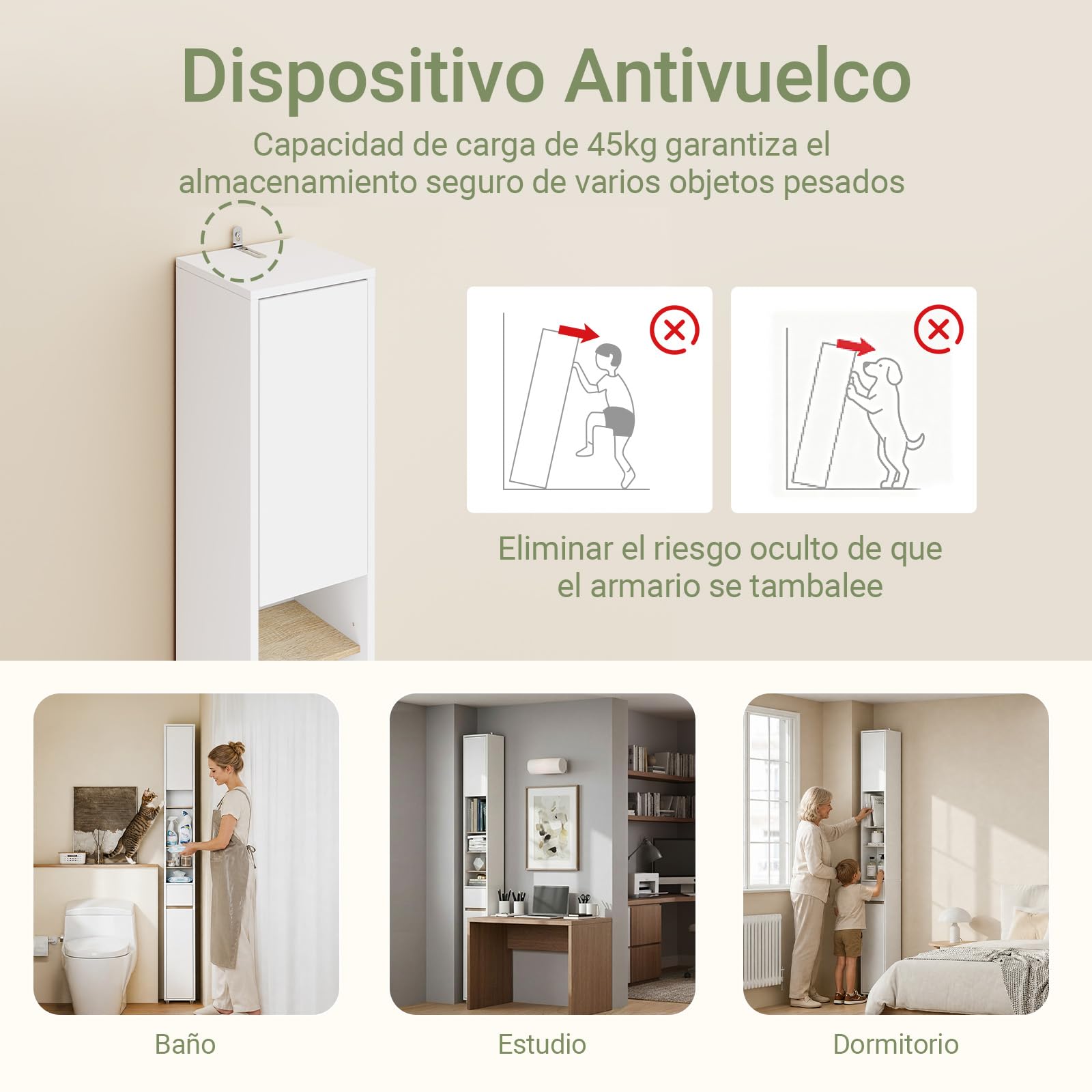 SoBuy Mueble Baño Estrecho y Alto Armario Baño Tipo Columna Auxiliar Mueble Auxiliar de Almacenaje con Estantes Regulables y Cajón Armario Estrecho para Espacios Reducidos, 20x20x180cm BZR34-WN