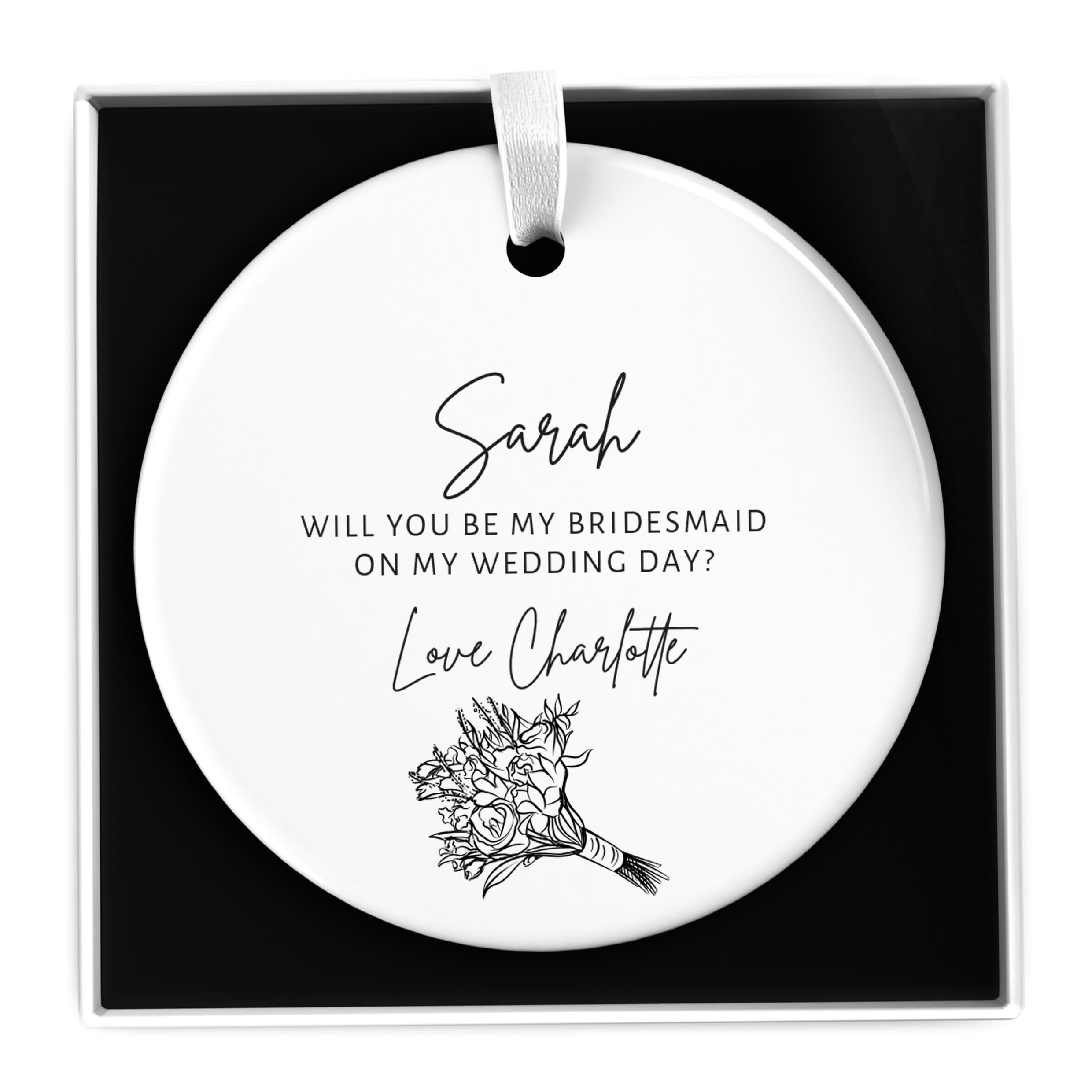 Beecreative Personalised Be My Bridesmaid, Maid Of Honour Ceramic Keepsake - Wedding Party Proposal - With Gift Box
