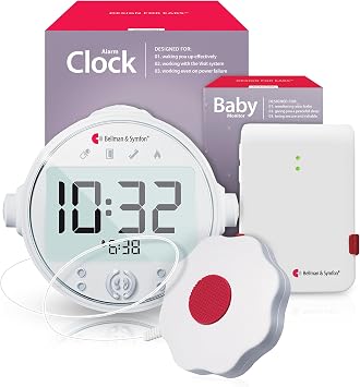 Bellman & Symfon Baby Cry Notification System with Alarm Clock Receiver and Bed Shaker Non-WiFi Baby Monitor Device Multi-Sensory Vibration, Light Alarm Ideal for Deaf and Hard of Hearing