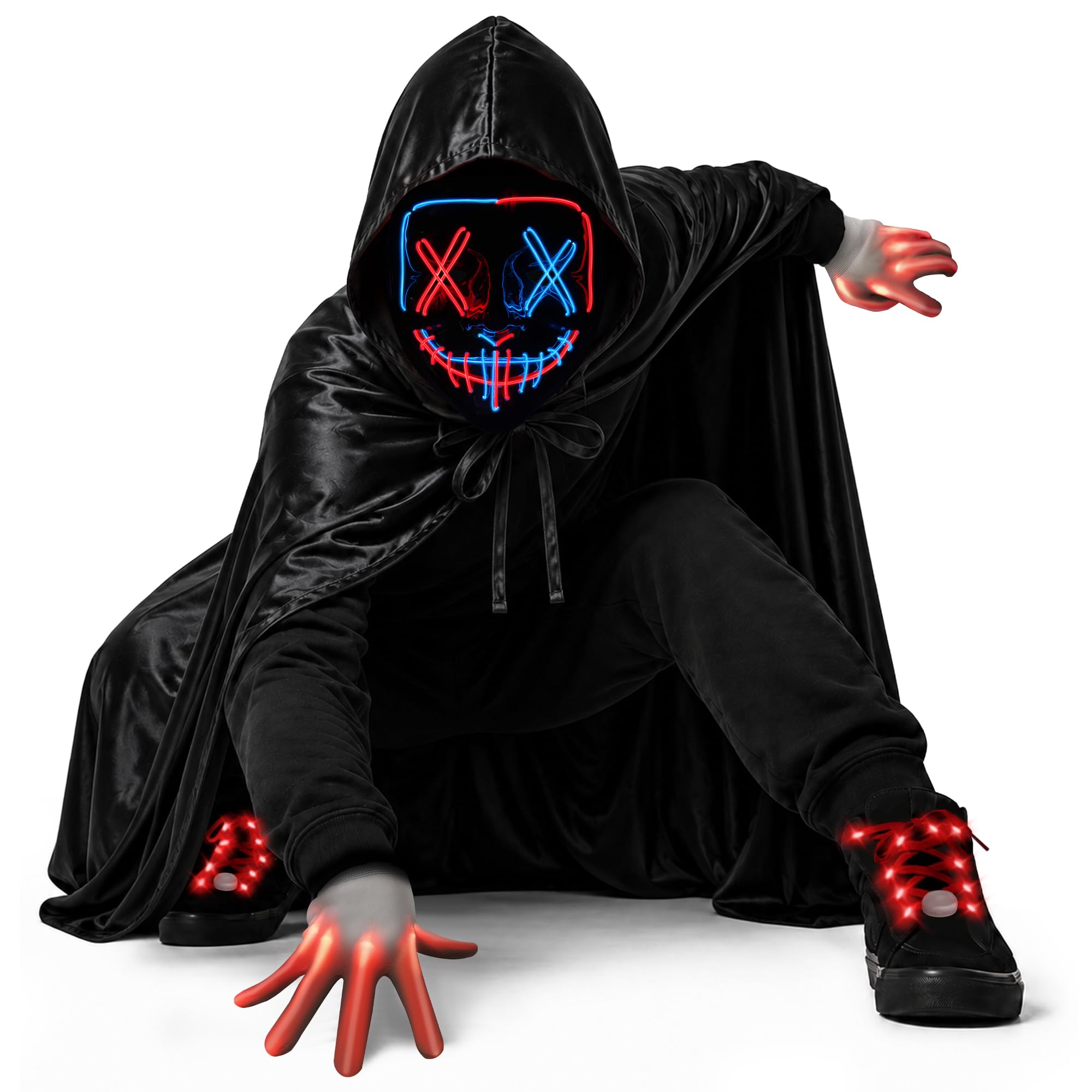 Philivivi Scary LED Halloween Costume Set 4 Pack Red