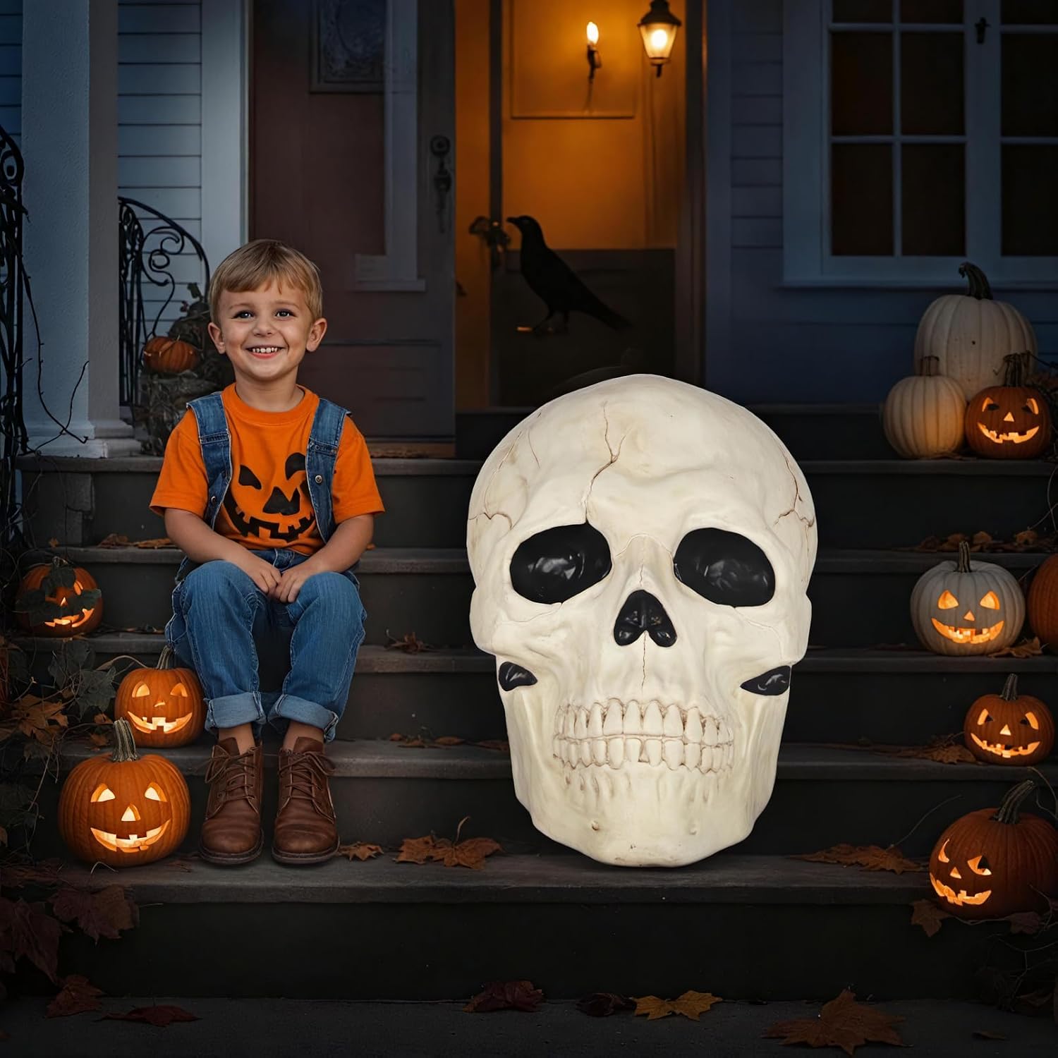 Seasons 17" Giant Skull Halloween Decoration for Crazy Bonez Skeleton Line, X-Large Size