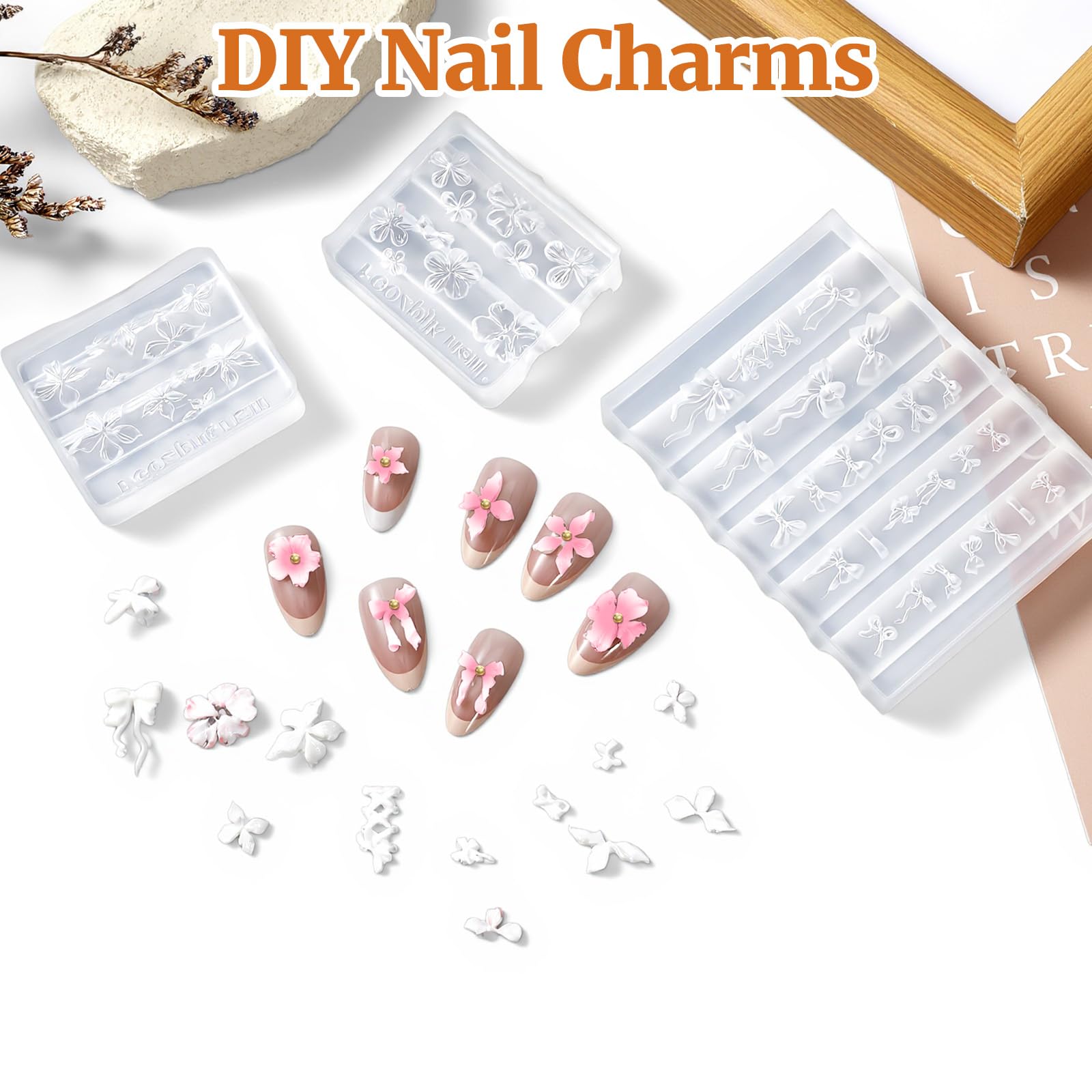 Moldes de silicona 3D flores Nail Art herramientas decoración uñas resina
