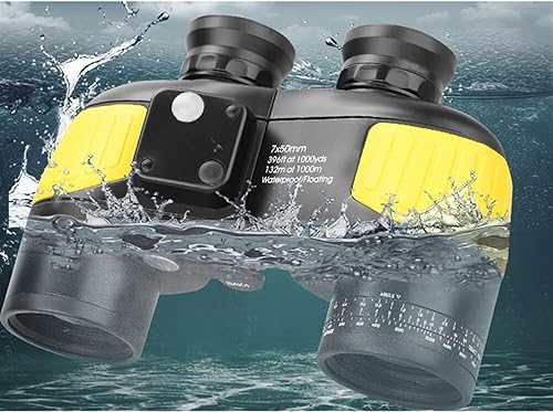 Vista 5 de KNFUT Binocular, 7X50 Big Eyepiece Telescope Professional Binocular Rangefinder HD Waterproof Low Light Compass Hunting Guide