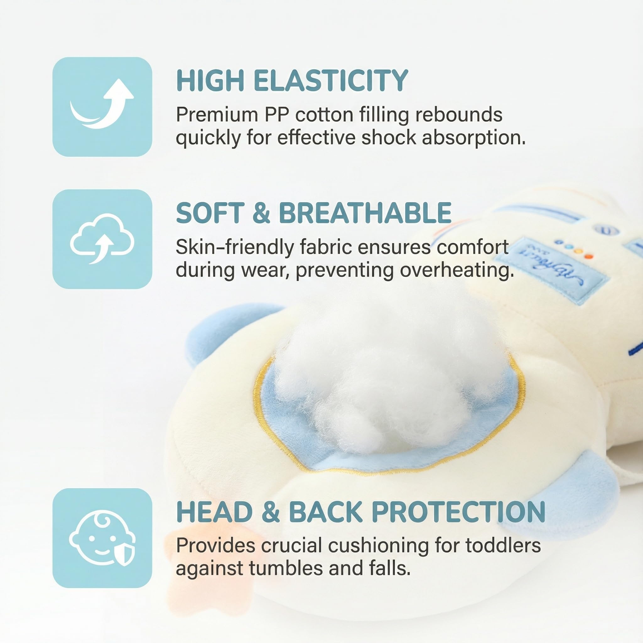 Mochila protectora de cabeza de bebé, almohada de protección suave y ligera para Bebe caminar y gatear (astronauta