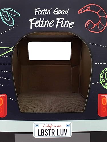 Miniatura 3 de Casa para gatos con rascador y hierba gatera incluida - Camión de comida