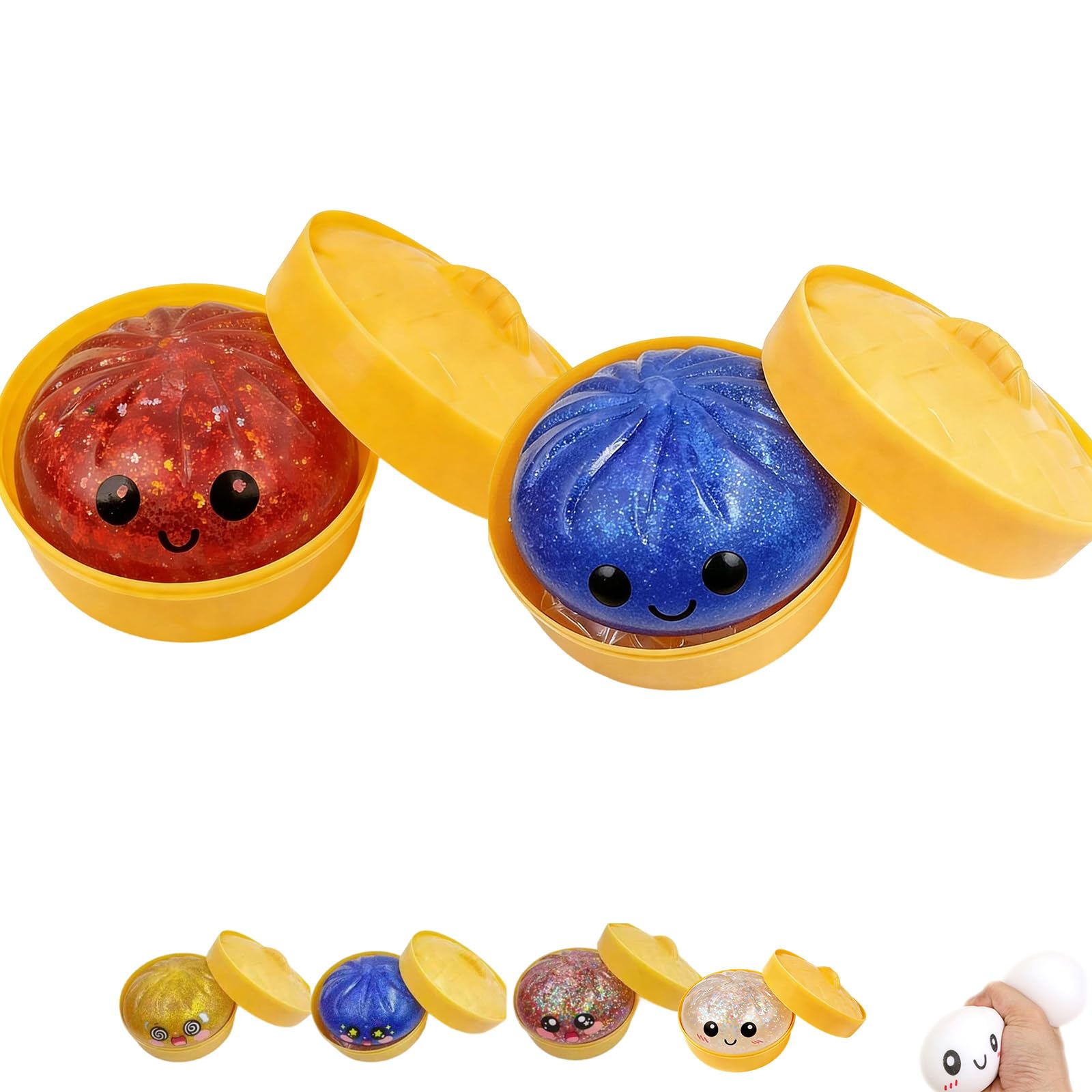 2026 Upgrade Glitter Dumpling Squishy Box,Squishy Dumpling,Anxiety Relief Fidget (Transparent) — view 16