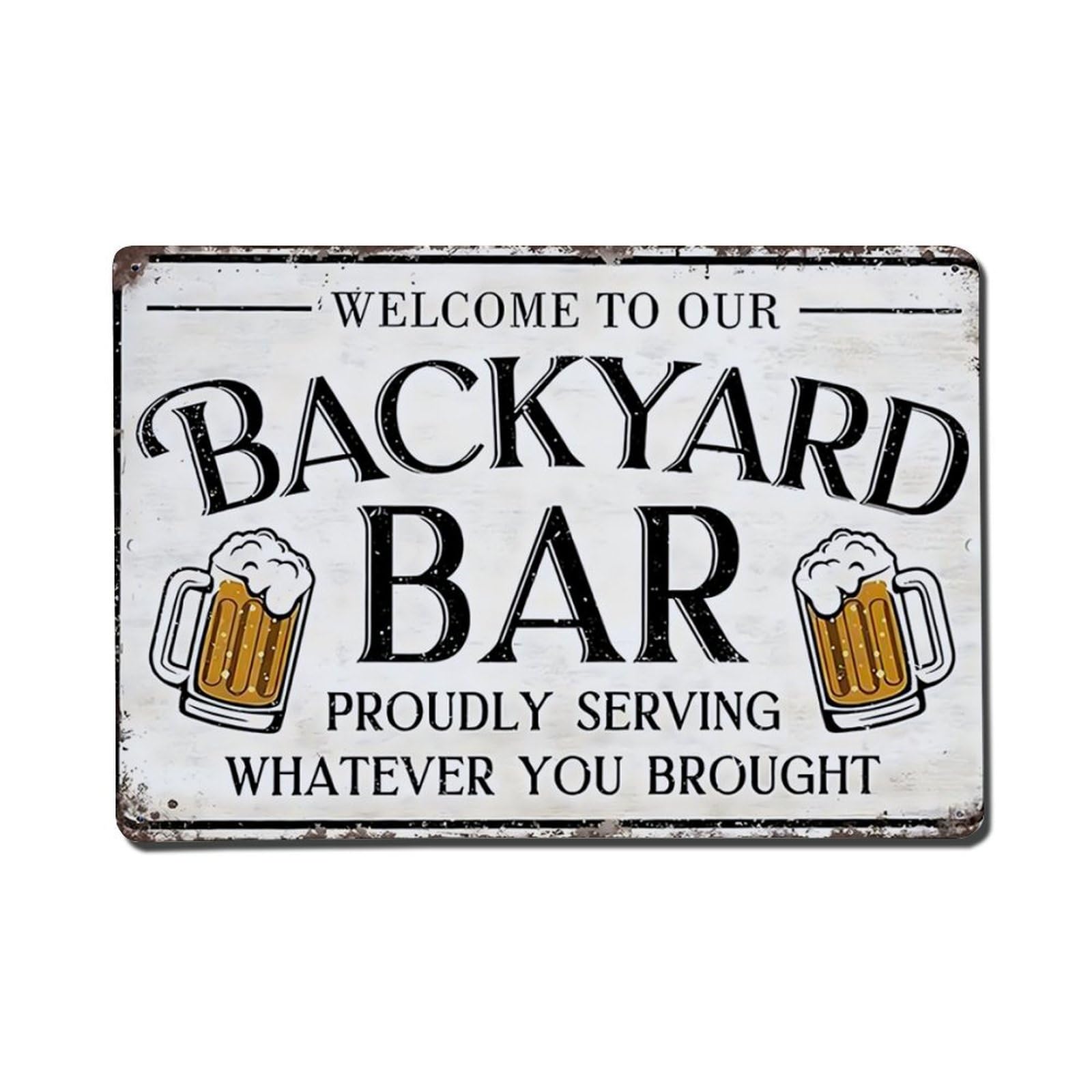 Welcome To Our Backyard Bar Vintage Aluminium Metal Sign, Retro Wall Decor for Home, Bar, Garage & Farmhouse 20x30cm