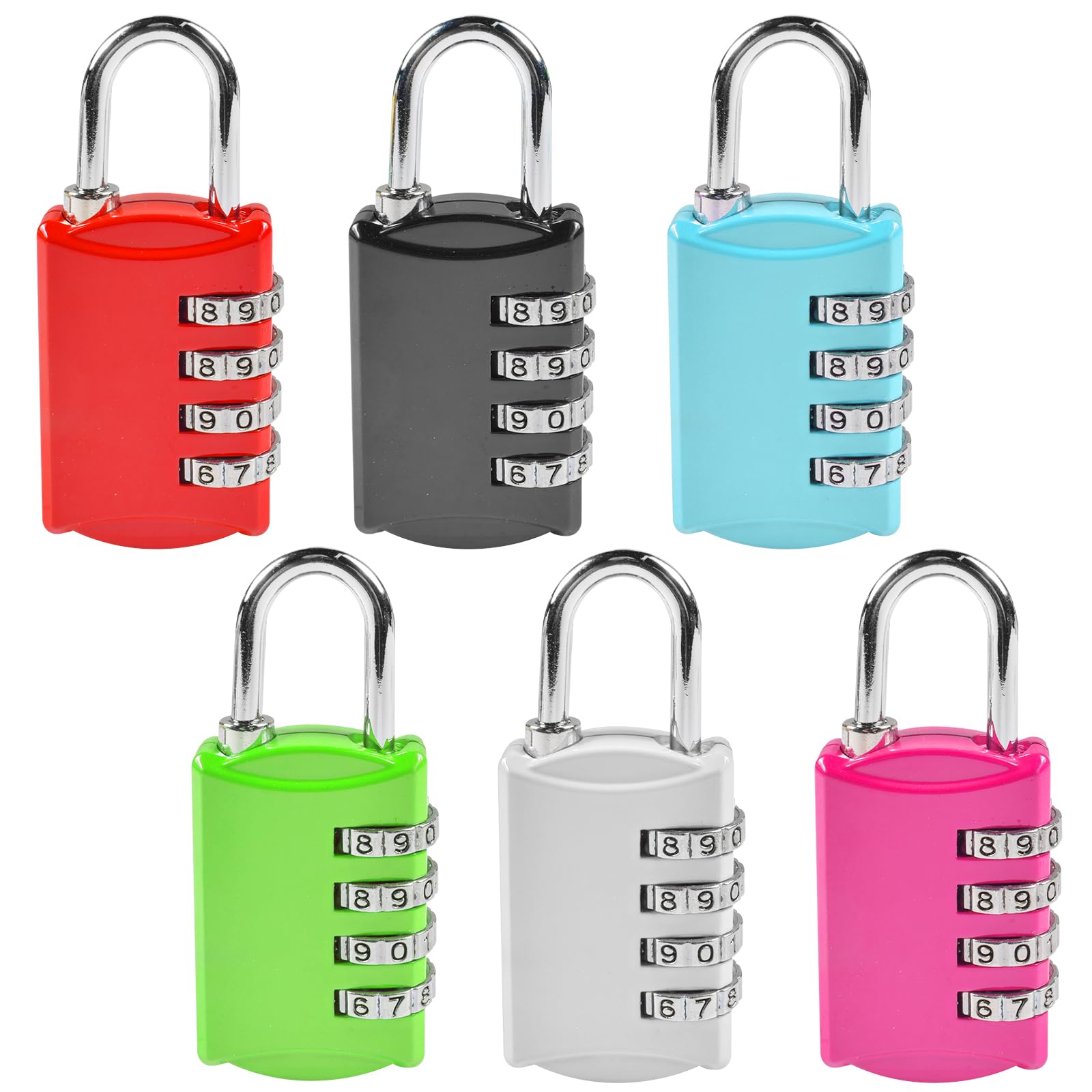 Pack of 4 Padlock Combination Lock, 4 Digit Padlock with Combination Code, Lock with Metal Combination Code, Weatherproof, Combination Lock Padlock Small for Lockers, Gate, Fence (6 x 3 x 1.5 cm)