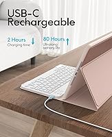 Vista 6 de Funda iPad de 10.2 con teclado para iPad 7. generación 10.2 2019, teclado inalámbrico desmontable con soporte para lápiz, funda folio para iPad