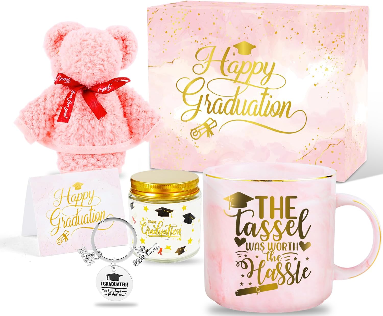 Graduation Gifts for Her Girls 2024 with Graduation Coffee Mug, Keychain Scented Candle Bear Flurry Towels for Senior College Graduation Gifts for Her Daughter Granddaughter Best Friends