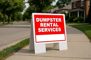 Dumpster Rental Services Write On Me Red Folding Coroplast A-Frame Double-Sided 23in x23in