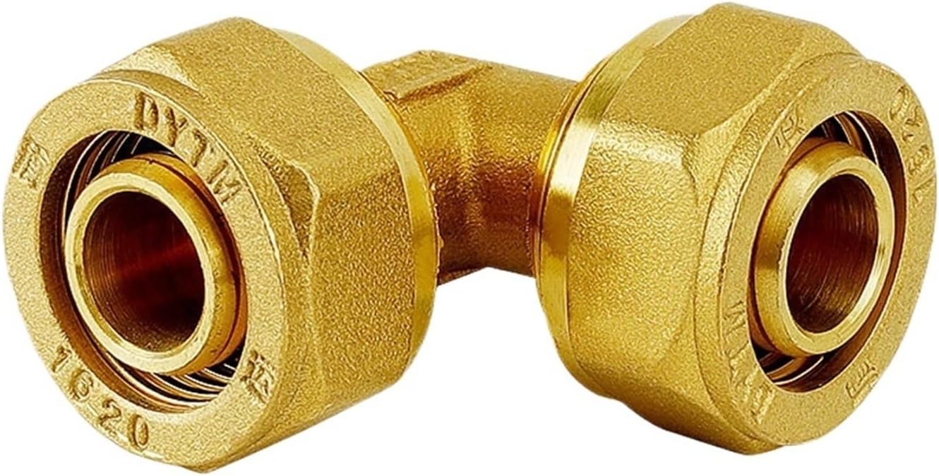 H58 Brass Nickel Compression Elbow Pex 1216/1418/1620/2025/2632 Pipe Fitting Aluminum Plastic Pipe Fittings for Floor Heating(Brass-Nickel,2025x1620)