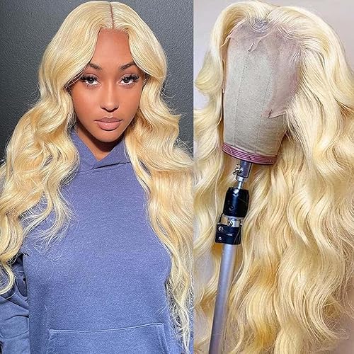 Peluca de cabello humano ondulado con encaje frontal 613, pelucas de cabello humano HD rubio transparente HD de 13 x 4 pulgadas, pelucas de cabello